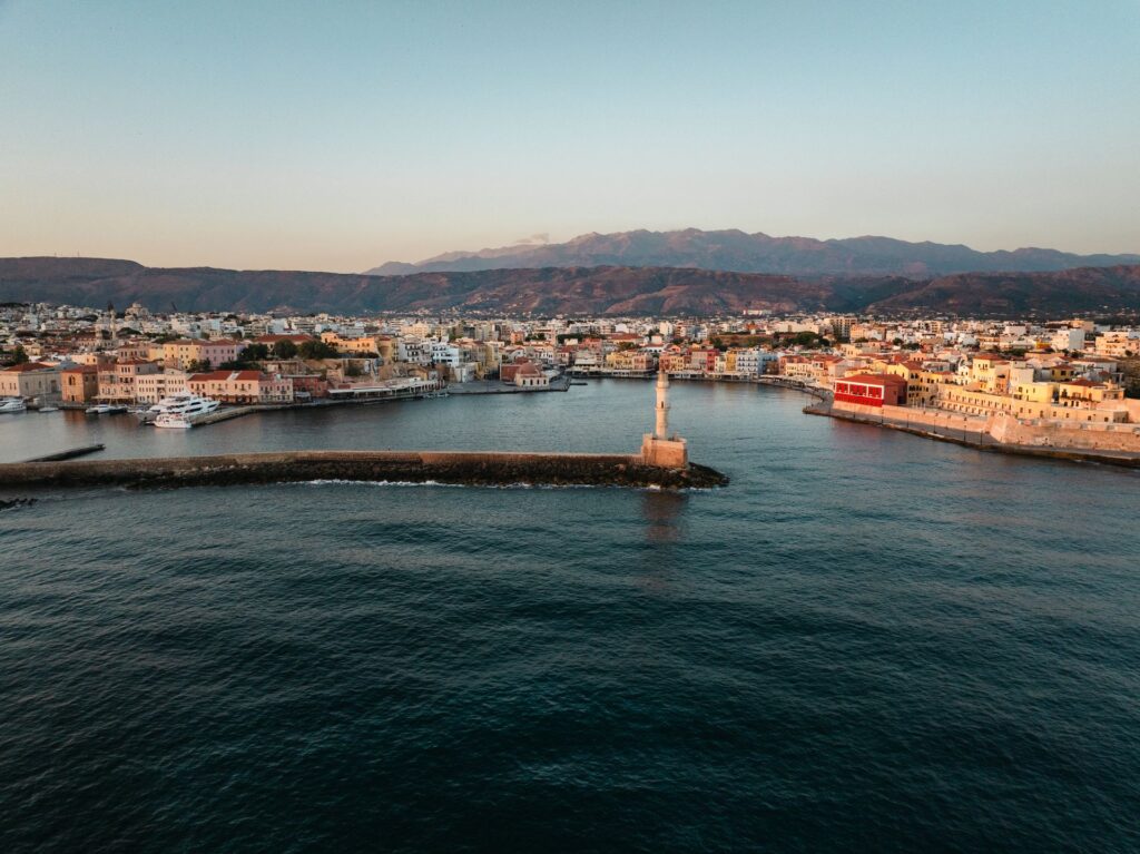 Chania Crete harbour and old town